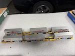 Ho Scale, 6 Walthers (5-TTX) Frontrunner Piggyback Flat Cars W/ -40 Trailers. Fixed Price $129.99.
