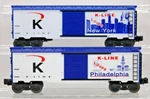 K-line Loves New York & Philadelphia Classic Gauge Scale Boxcar K641-740802. Fixed Price $59.99.