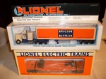 Lionel Set: 6-52040 Flat Car & 6-52033 Tractor Trailor. Diecast, New Ob. Primo!. Fixed Price $38.50.