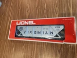 Lionel 6-9134 Virginian Silver & Blue Covered Hopper 1976-77. Fixed Price $34.00.