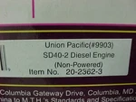 Mth Premier 20-2362-3 Union Pacific SD40-2 Non-powered Unit. Fixed Price $200.00.