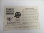 Postwar Lionel 1953-1954 Service Station Booklet Form 927-53-TT. Fixed Price $10.00.