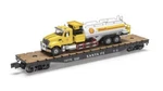 Menards Santa Fe Flat Car W/ Shell Fuel Tanker Truck! O Scale Train Freight. Fixed Price $99.95.