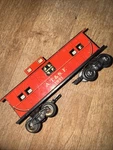 Marx 1951 At&sf Tin Caboose Car Train Gauge 8 Wheel Santa Fe. Fixed Price $7.99.