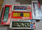 Lot 5 Lionel Trains Box Caboose, Bunk Car, Trailer, Cattle 027 Gauge. Fixed Price $82.49.