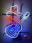 Cowboy Neon Sign - Millers Lite Guitar Glass 19" Beer Bar Man Cave. Fixed Price $172.25.