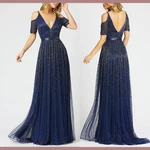 Nwt $598 Mac Duggal 5175 Beaded Cold Shoulder A-line Gown Navy Blue #Q791. Fixed Price $329.99.