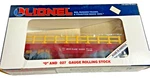 1990 Lionel & 027 Gauge Rock Island Flat Car #16300 With Yellow Rails In Box. Fixed Price $49.95.