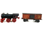 Vintage Bing Train Tinplate Lithograph Engine 99 + Freight. Fixed Price $129.99.