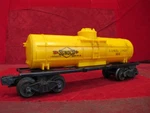 Lionel Lines Postwar 6015 Sunoco Yellow Single Dome Tank Car #2. Fixed Price $13.50.