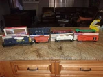 Lionel Engine, Tender Gondola, Flat Car, Freight Operating Dump +++. Fixed Price $75.00.