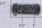 Lionel 616M-13 Gauge Collector Nameplate (10). Fixed Price $30.00.