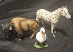 Lot Of 3 - Schleich American Bison Duck Horse Figures. Fixed Price $18.00.
