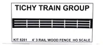 Ho Scale Tichy Train Group 8281 3-RAIL Wood Fence 4' Tall 20 Pieces. Fixed Price $15.30.