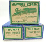 Thomas Ind. Shawnee Express Gauge Boxes Steam Locomotive Engine & 2 Passenger. Fixed Price $49.99.