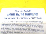 Lionel Postwar 110-30 1-58 Trestle Set Original Instructions. Fixed Price $12.00.