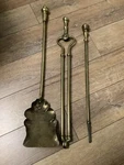 Brass Fire Irons Shovel Thongs And Poker 1900 Era Vintage Antique. Fixed Price $67.13.