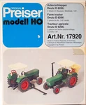 Preiser Ho #17920 Farm Machinery -- Deutz Tractor PKG(2). Fixed Price $29.69.
