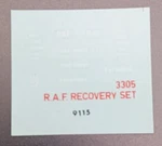 Airfix No. 03305 1:72 Raf Recovery Set Decals. Fixed Price $8.00.