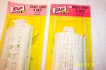 Atlas # 776-69 White Picket Fence & Gate, 2 Packs, Ho Scale, New. Fixed Price $25.00.