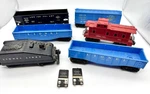 Lionel Gauge Train Lot 6044 Air-ex Spinning Tackle Boxcar + Cars 1950S. Fixed Price $59.95.