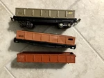 Lionel O-gauge: Pre-war 3 Gondolas: And 2812. Fixed Price $30.00.