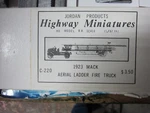 Jordan Highway Miniatures 1923 Mack Aerial Ladder Fire Truck Ho Kit #C-220 Mibox. Fixed Price $18.95.