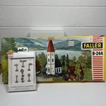 Faller B-244 Village Church Open Box + Busch Sealed 6025 Sign Set Scene Lot. Fixed Price $55.00.