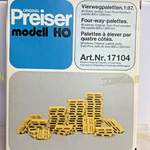 Preiser 17104 Ho Scale Four-way Pallets Set Of 60 Nip. Fixed Price $25.00.