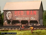 * Scale Scratch Built "red Man Barn" Farm Building Front/flat, Mth Lionel. Fixed Price $20.99.