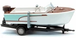 1961-65 Trailer Motor Boat Teal Brown Wht Wiking 1/87 Miniature Plastic Ho Scale. Fixed Price $30.95.