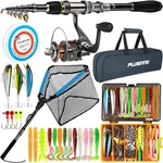 Fishing Rod & Reel Combo Kit With 137 Lures, Net, Tackle Box, Bag. Fixed Price $94.52.