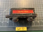 Lionel Lines Train Red And Black Tender 4 Wheel Tin Litho Latch Coupler Lot. Fixed Price $19.95.