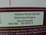 Mth Premier 20-2412-3 Western Pacific SD24 Diesel Engine Non Powered. Fixed Price $250.00.