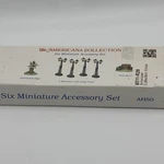American Collection Six Miniature Set Gas Lamp Posts Directional Sign Park Bench. Fixed Price $12.99.