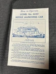 Lionel 1959 6650-92 Missile Car Instruction Sheet. Fixed Price $9.95.