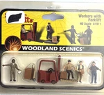 Woodland Scenics A1911 Ho Scale Figures Workers With Forklift Nip. Fixed Price $25.00.