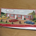 Vintage Plasticville U.s.a. Motel & Gauge Model W/ Cars Figures Trees Trains. Fixed Price $27.00.