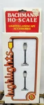 Bachmann Ho Scale Two Lighted Lamp Posts #42411 Nib. Fixed Price $13.99.