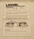 Lionel Instructions For Operating Locomotives 7 Different Models. Fixed Price $7.00.