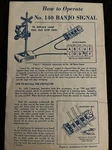 Lionel No. 140 Banjo Signal Instructions Original. Fixed Price $5.00.