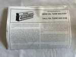 Walthers Tall Oil Storage Tank #933-3168 Ho Scale Model Kit (no Box). Fixed Price $25.00.