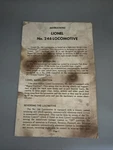 Lionel Instruction Sheet 246 Locomotive Original. Fixed Price $5.00.