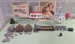 Vintage Ho Train Layout Buildings Lot Tyco Bachmann Plasticville + Manual. Fixed Price $45.00.