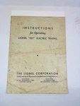 Original Lionel 1937 Set# 1067E Instructions For Operating "027" Trains. Fixed Price $10.00.