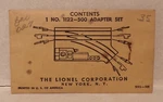 Lionel Postwar No. 1122-500 Adapter Set Envelope Sealed O27 Gauge To Super. Fixed Price $13.75.