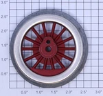 Lionel 400E-69 Red Spoked 2-3/4" Std. Gauge Steam Loco Gear Wheel (4-40 Thread). Fixed Price $12.00.