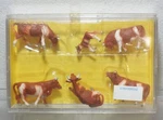 Ho Preiser 0155 Brown White Cows W/ Calf Set Of 6 Assorted Poses 14155 Nib. Fixed Price $17.99.