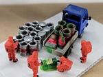 Preiser Ho Scale Figures, Vehicles, And Drums- "full Haz-mat Scene" #10730. Fixed Price $32.00.