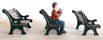 Set Of 3 Lemax Christmas Village Park Benches Painted Metal Dog Boy G-scale. Fixed Price $9.99.